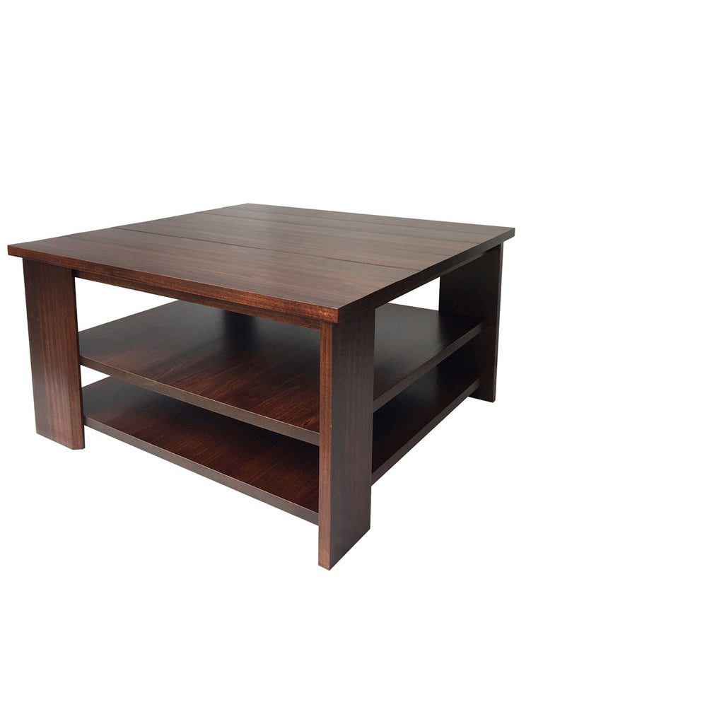 Vancouver Square Offset Coffe Table - Shown in Poplar with Coco Cherry Stain